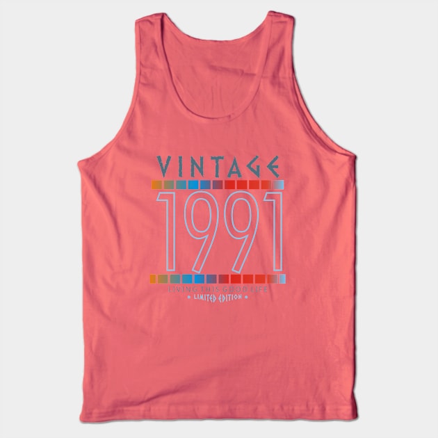 29th Birthday T-Shirt - Vintage 1991 Tank Top by Reshartinc